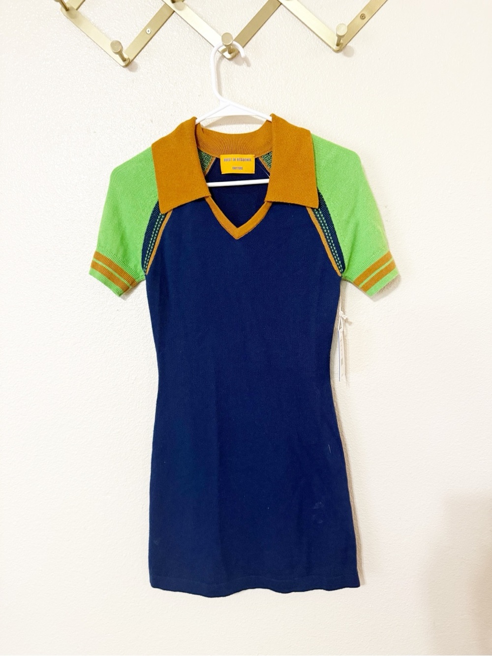 Guest In Residence Ace Polo Dress in Navy Combo Cotton Cashmere Blend NEW XS - Picture 4 of 8